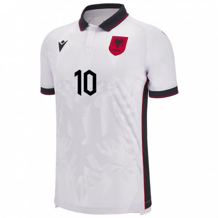 Kandiny Bambino Maglia Albania Adrion Pajaziti #10 Bianco Kit Gara Away 24-26 Maglietta