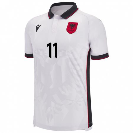 Kandiny Bambino Maglia Albania Armando Broja #11 Bianco Kit Gara Away 24-26 Maglietta