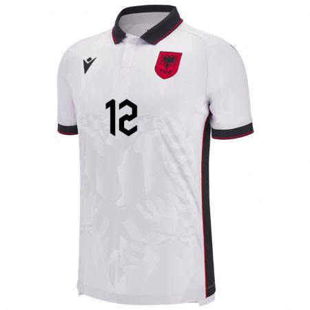 Kandiny Bambino Maglia Albania Antigona Hyska #12 Bianco Kit Gara Away 24-26 Maglietta