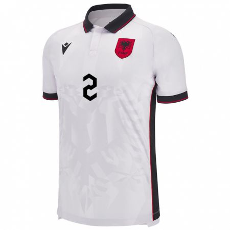 Kandiny Bambino Maglia Albania Davide Avdullari #2 Bianco Kit Gara Away 24-26 Maglietta