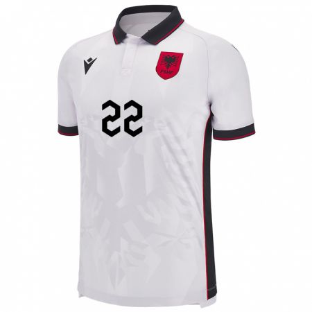 Kandiny Bambino Maglia Albania Matias Gici #22 Bianco Kit Gara Away 24-26 Maglietta