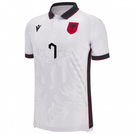 Kandiny Bambino Maglia Albania Arda Kurtulan #7 Bianco Kit Gara Away 24-26 Maglietta