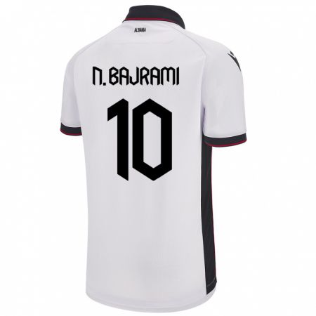 Kandiny Bambino Maglia Albania Nedim Bajrami #10 Bianco Kit Gara Away 24-26 Maglietta