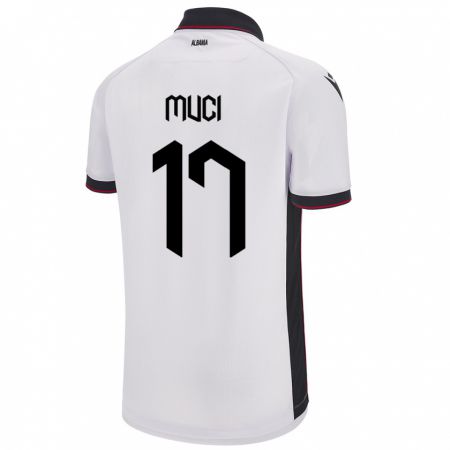 Kandiny Bambino Maglia Albania Ernest Muci #17 Bianco Kit Gara Away 24-26 Maglietta