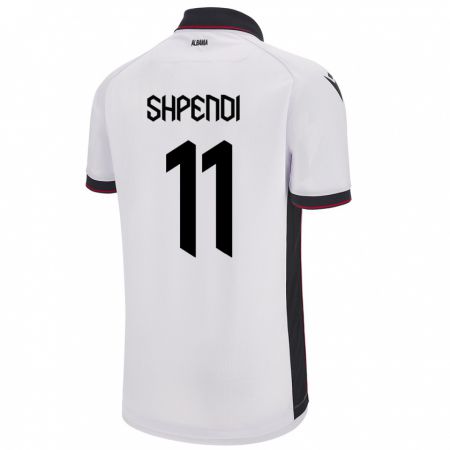 Kandiny Niño Camiseta Albania Stiven Shpendi #11 Blanco 2ª Equipación 24-26 La Camisa