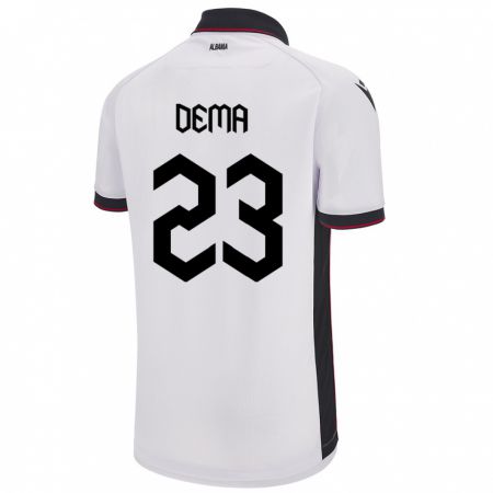 Kandiny Bambino Maglia Albania Endri Dema #23 Bianco Kit Gara Away 24-26 Maglietta