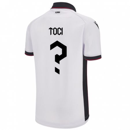 Kandiny Bambino Maglia Albania Eljon Toci #0 Bianco Kit Gara Away 24-26 Maglietta