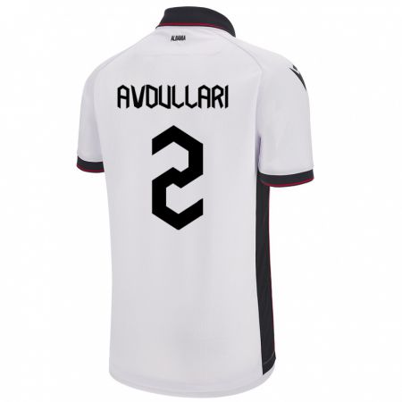 Kandiny Bambino Maglia Albania Davide Avdullari #2 Bianco Kit Gara Away 24-26 Maglietta