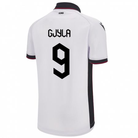 Kandiny Bambino Maglia Albania Brayan Gjyla #9 Bianco Kit Gara Away 24-26 Maglietta