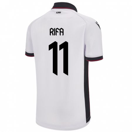 Kandiny Bambino Maglia Albania Oresti Rifa #11 Bianco Kit Gara Away 24-26 Maglietta