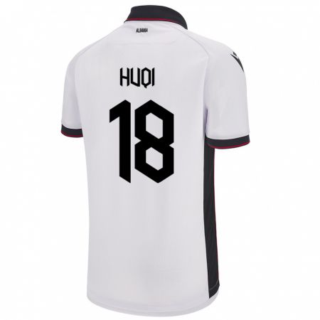 Kandiny Bambino Maglia Albania Mattia Huqi #18 Bianco Kit Gara Away 24-26 Maglietta