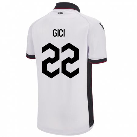 Kandiny Bambino Maglia Albania Matias Gici #22 Bianco Kit Gara Away 24-26 Maglietta