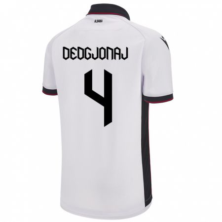 Kandiny Bambino Maglia Albania Leonora Dedgjonaj #4 Bianco Kit Gara Away 24-26 Maglietta