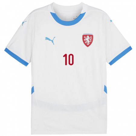 Kandiny Bambino Maglia Cechia Victor Kenneth Riedl #10 Bianco Kit Gara Away 24-26 Maglietta