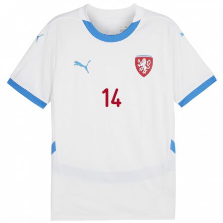 Kandiny Bambino Maglia Cechia David Barcot #14 Bianco Kit Gara Away 24-26 Maglietta