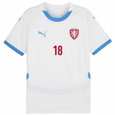 Kandiny Bambino Maglia Cechia Adam Tusek #18 Bianco Kit Gara Away 24-26 Maglietta