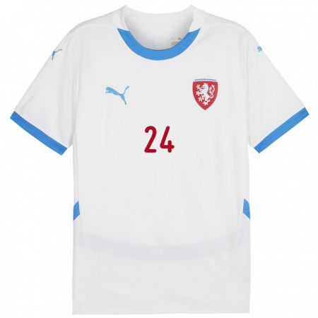 Kandiny Bambino Maglia Cechia Tomas Vlcek #24 Bianco Kit Gara Away 24-26 Maglietta