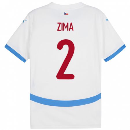 Kandiny Bambino Maglia Cechia David Zima #2 Bianco Kit Gara Away 24-26 Maglietta