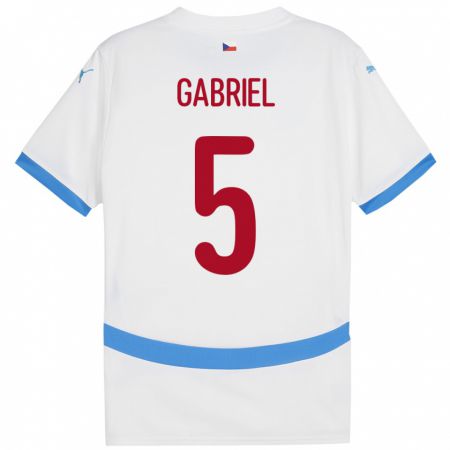 Kandiny Bambino Maglia Cechia Adam Gabriel #5 Bianco Kit Gara Away 24-26 Maglietta