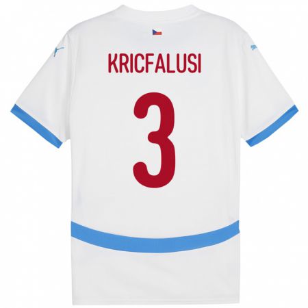 Kandiny Bambino Maglia Cechia Ondrej Kricfalusi #3 Bianco Kit Gara Away 24-26 Maglietta