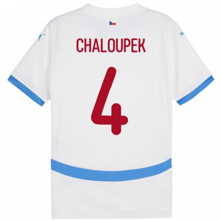 Kandiny Bambino Maglia Cechia Stepan Chaloupek #4 Bianco Kit Gara Away 24-26 Maglietta