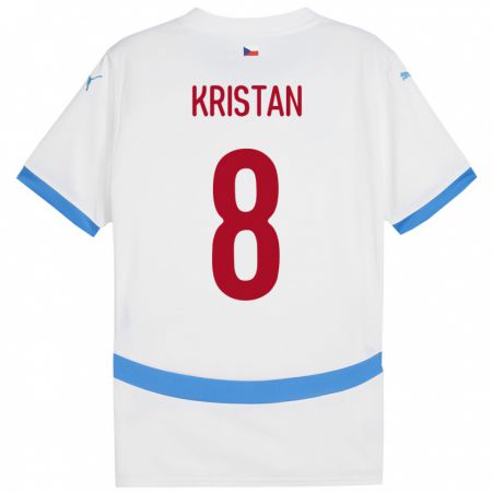 Kandiny Bambino Maglia Cechia Jakub Kristan #8 Bianco Kit Gara Away 24-26 Maglietta