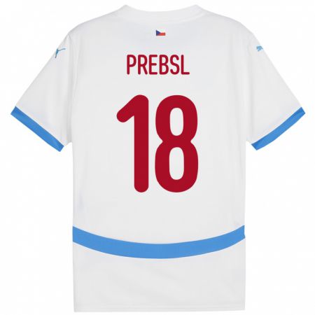 Kandiny Bambino Maglia Cechia Filip Prebsl #18 Bianco Kit Gara Away 24-26 Maglietta