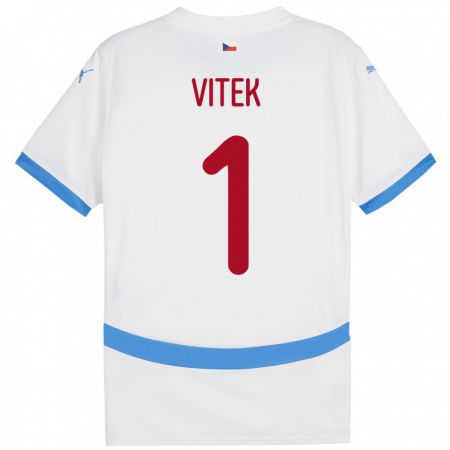 Kandiny Bambino Maglia Cechia Radek Vitek #1 Bianco Kit Gara Away 24-26 Maglietta