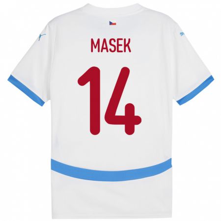 Kandiny Bambino Maglia Cechia Lukas Masek #14 Bianco Kit Gara Away 24-26 Maglietta