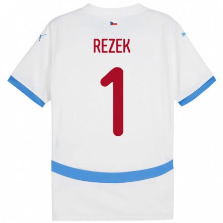 Kandiny Bambino Maglia Cechia Adam Rezek #1 Bianco Kit Gara Away 24-26 Maglietta