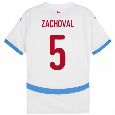 Kandiny Bambino Maglia Cechia Matej Zachoval #5 Bianco Kit Gara Away 24-26 Maglietta