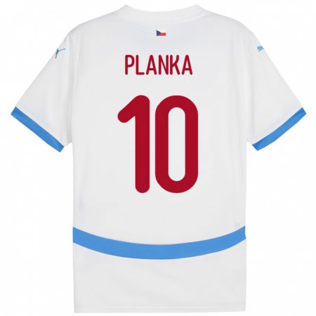 Kandiny Bambino Maglia Cechia David Planka #10 Bianco Kit Gara Away 24-26 Maglietta