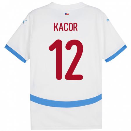 KandinyキッズチェコPavel Kacor#12白アウェイシャツ24-26ジャージーユニフォーム