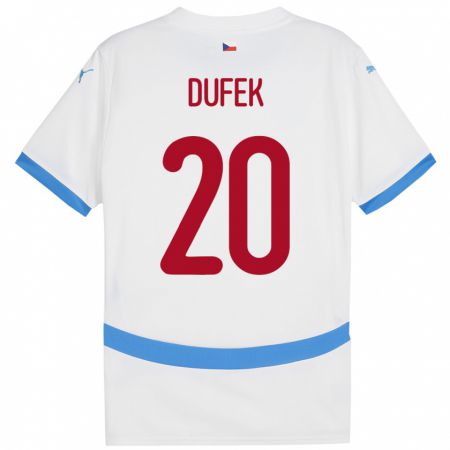 Kandiny Kinder Tschechien Jakub Dufek #20 Weiß Auswärtstrikot Trikot 24-26 T-Shirt Österreich