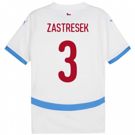 Kandiny Bambino Maglia Cechia Matous Zastresek #3 Bianco Kit Gara Away 24-26 Maglietta