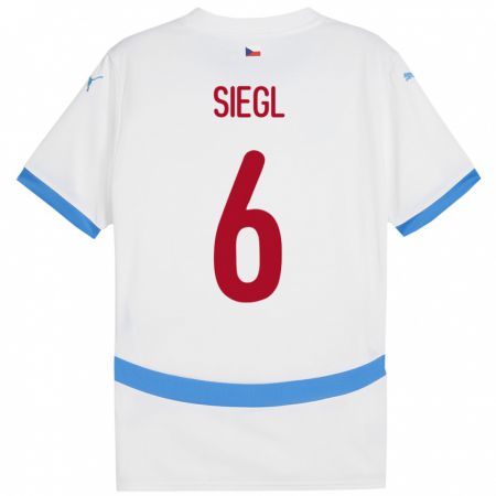 Kandiny Bambino Maglia Cechia Patrik Siegl #6 Bianco Kit Gara Away 24-26 Maglietta