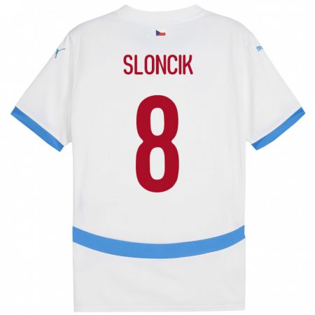 Kandiny Bambino Maglia Cechia Simon Sloncik #8 Bianco Kit Gara Away 24-26 Maglietta