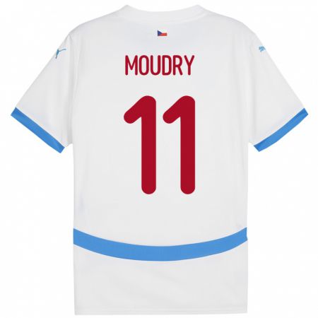 Kandiny Bambino Maglia Cechia Lukas Moudry #11 Bianco Kit Gara Away 24-26 Maglietta