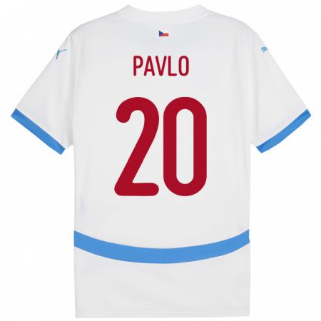 Kandiny Bambino Maglia Cechia Simon Pavlo #20 Bianco Kit Gara Away 24-26 Maglietta