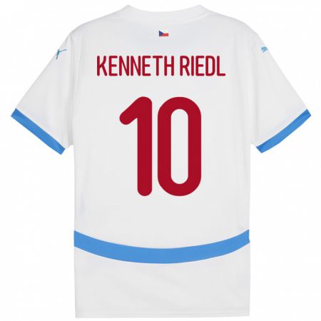 Kandiny Bambino Maglia Cechia Victor Kenneth Riedl #10 Bianco Kit Gara Away 24-26 Maglietta