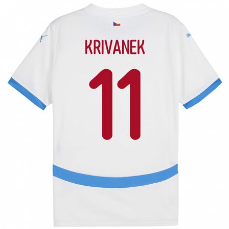 KandinyキッズチェコJan Krivanek#11白アウェイシャツ24-26ジャージーユニフォーム