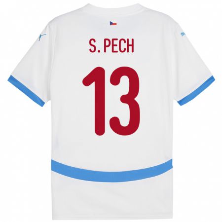 Kandiny Bambino Maglia Cechia Sebastian Pech #13 Bianco Kit Gara Away 24-26 Maglietta