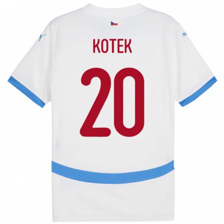 Kandiny Bambino Maglia Cechia Tomas Kotek #20 Bianco Kit Gara Away 24-26 Maglietta