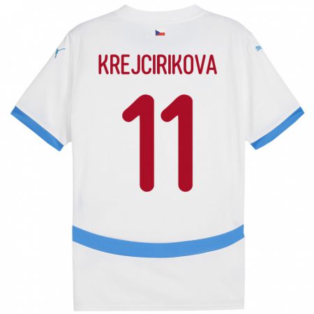 Kandiny Bambino Maglia Cechia Tereza Krejčiříková #11 Bianco Kit Gara Away 24-26 Maglietta