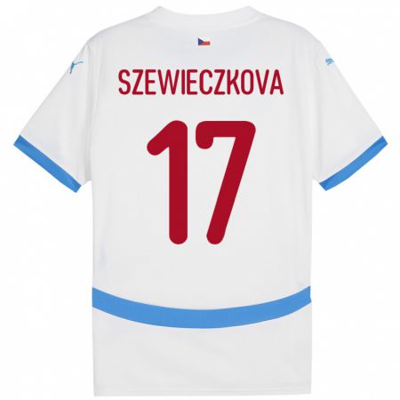 Kandiny Kinderen Tsjechië Tereza Szewieczková #17 Wit Uitshirt Uittenue 24-26 T-Shirt