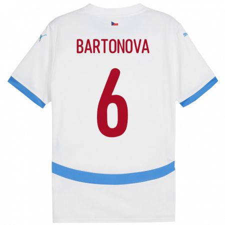 Kandiny Bambino Maglia Cechia Eva Bartoňová #6 Bianco Kit Gara Away 24-26 Maglietta