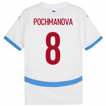 Kandiny Bambino Maglia Cechia Aneta Pochmanová #8 Bianco Kit Gara Away 24-26 Maglietta