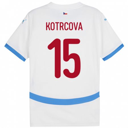 Kandiny Bambino Maglia Cechia Kateřina Kotrčová #15 Bianco Kit Gara Away 24-26 Maglietta