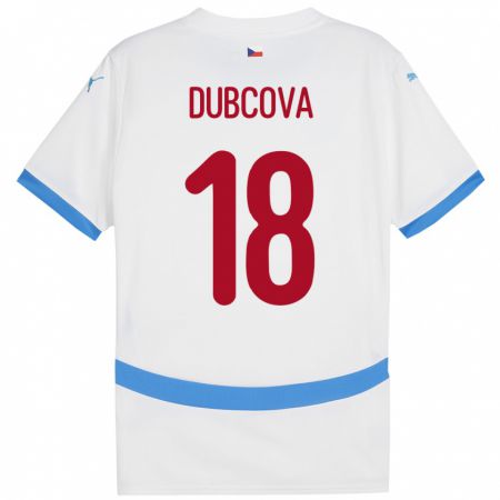 Kandiny Bambino Maglia Cechia Kamila Dubcová #18 Bianco Kit Gara Away 24-26 Maglietta