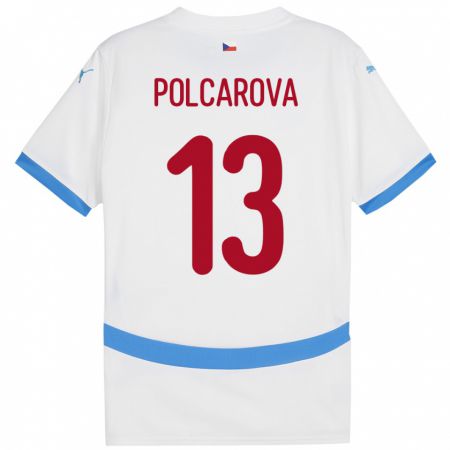 Kandiny Bambino Maglia Cechia Barbora Polcarová #13 Bianco Kit Gara Away 24-26 Maglietta